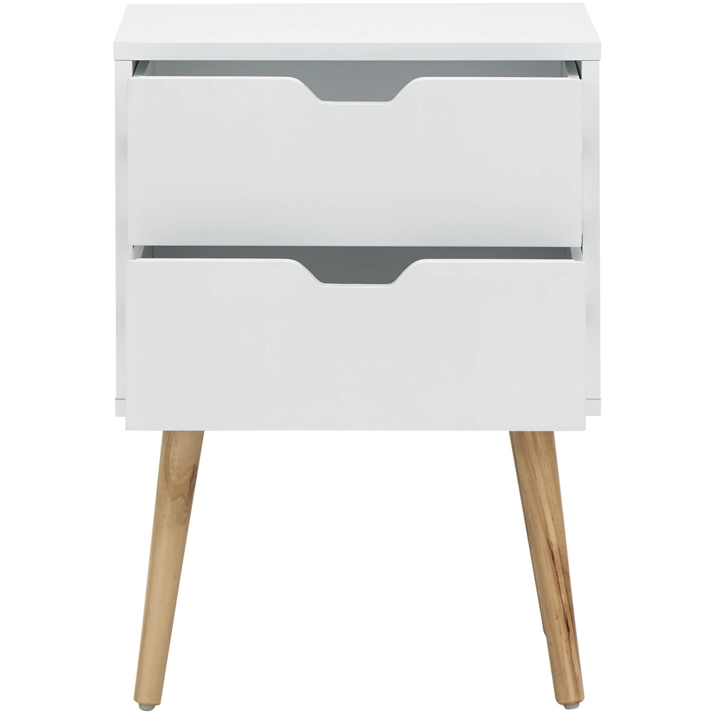 GFW Nyborg 2 Drawer White Bedside Table Set of 2 Image 3