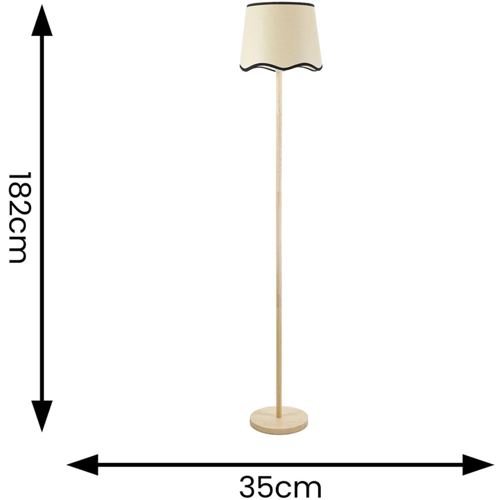 ValueLights Heather Scallop Black Trim Shade LED Light Wood Stem Floor Lamp Image 4