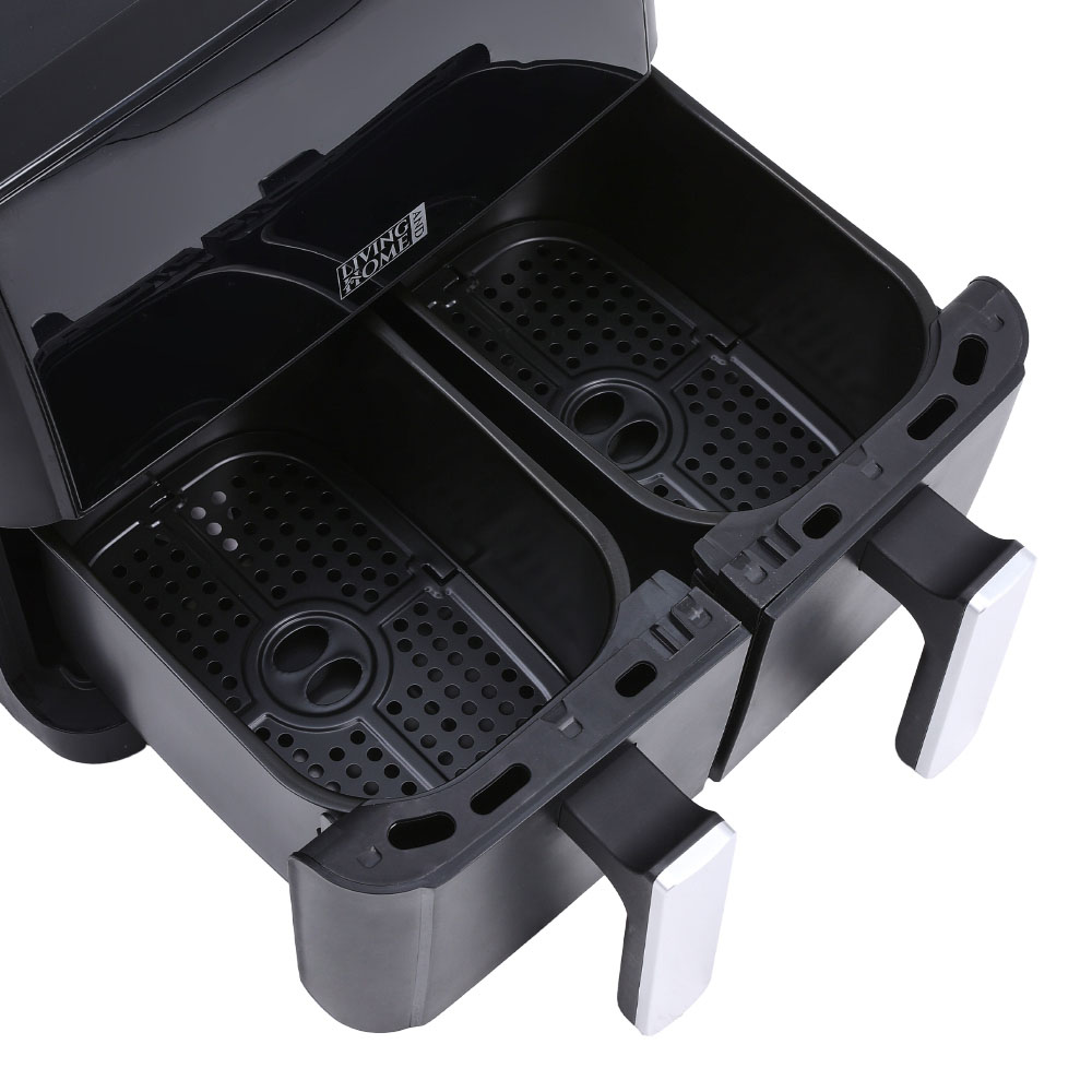 Living and Home 8L Black Dual Basket Air Fryer with Touch Screen Image 6