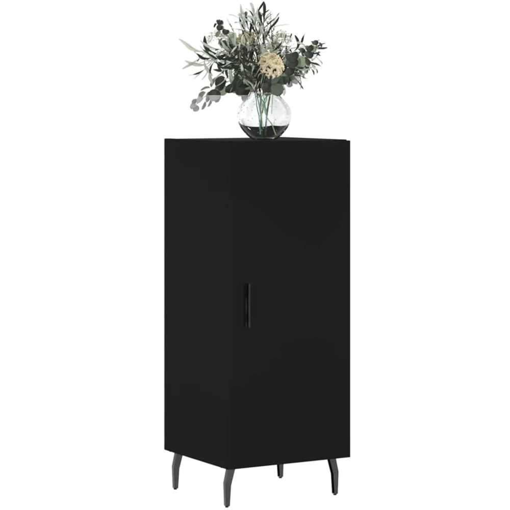 vidaXL Single Door Black Wooden Sideboard with Metal Legs Image 3