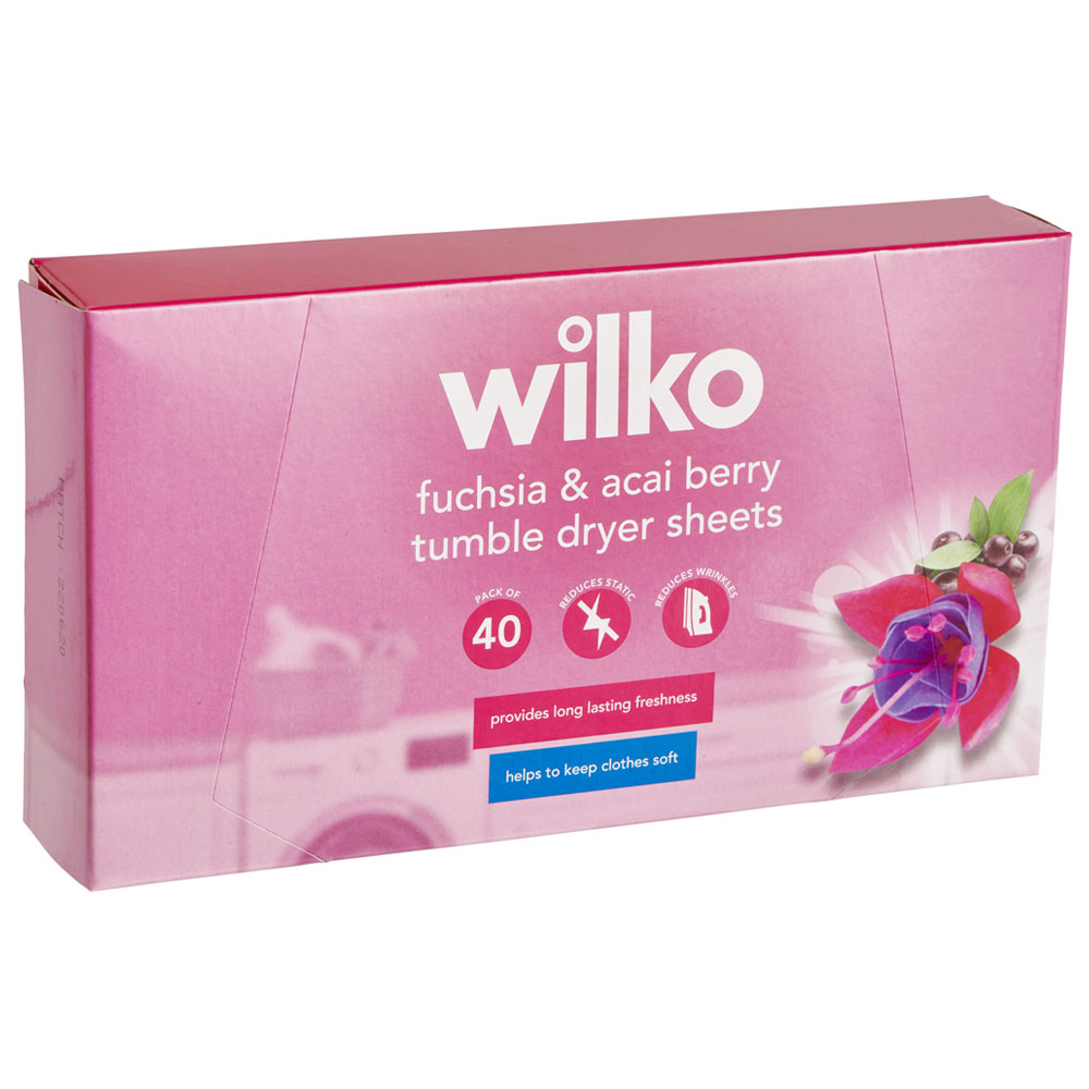 Wilko Fuchsia and Acai Berry Tumble Dryer Sheets 40 Pack Image 2