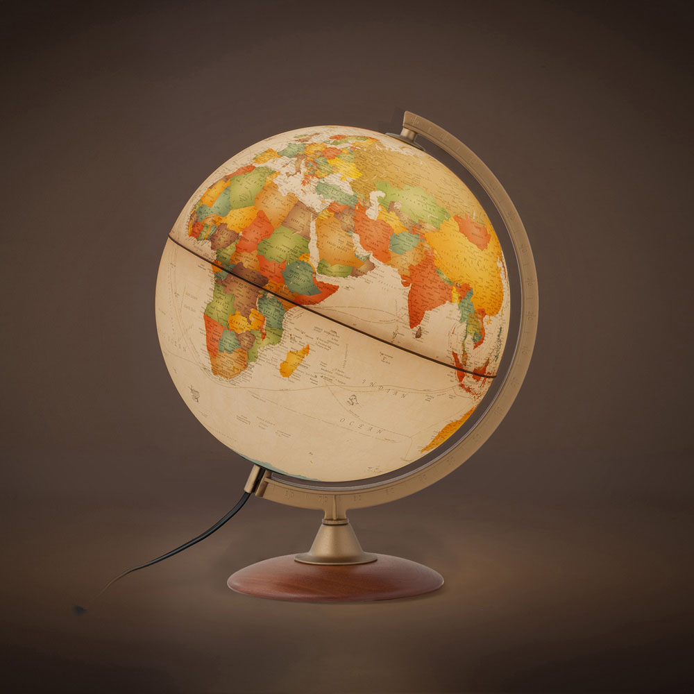 Nova Rico Colombo Antique Style Illuminated Globe with Wooden Base 30cm Image 6