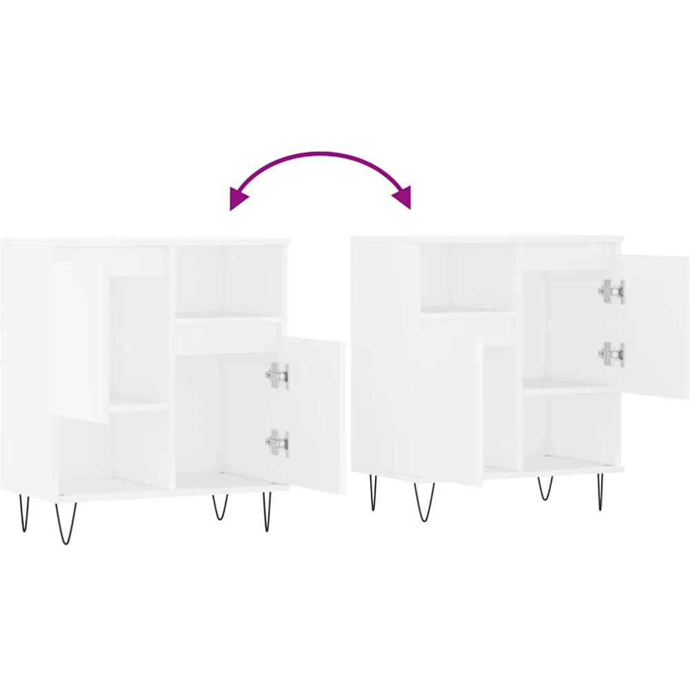 vidaXL 2 Door 2 Shelf White Sideboard with Metal Legs Image 9