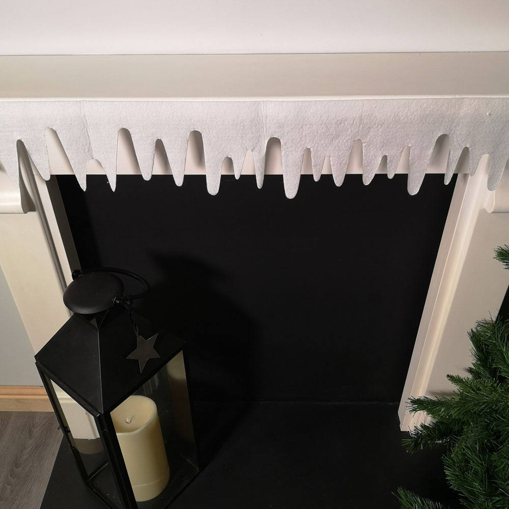 Premier Glitter Icicle White Felt Fringe Wall Fireplace Christmas Decoration 18 x 240cm Image 6