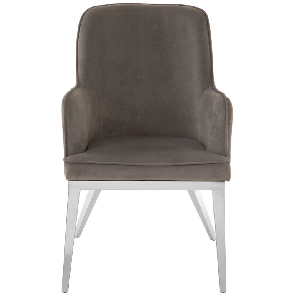 Premier Housewares Eliza Grey Velvet Dining Chair with Silver Legs Image 2