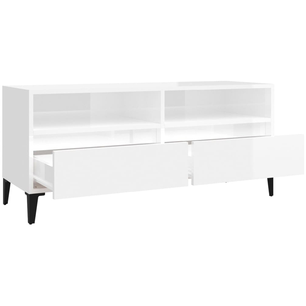 vidaXL 2 Drawer 2 Shelf High Gloss White TV Cabinet Image 6