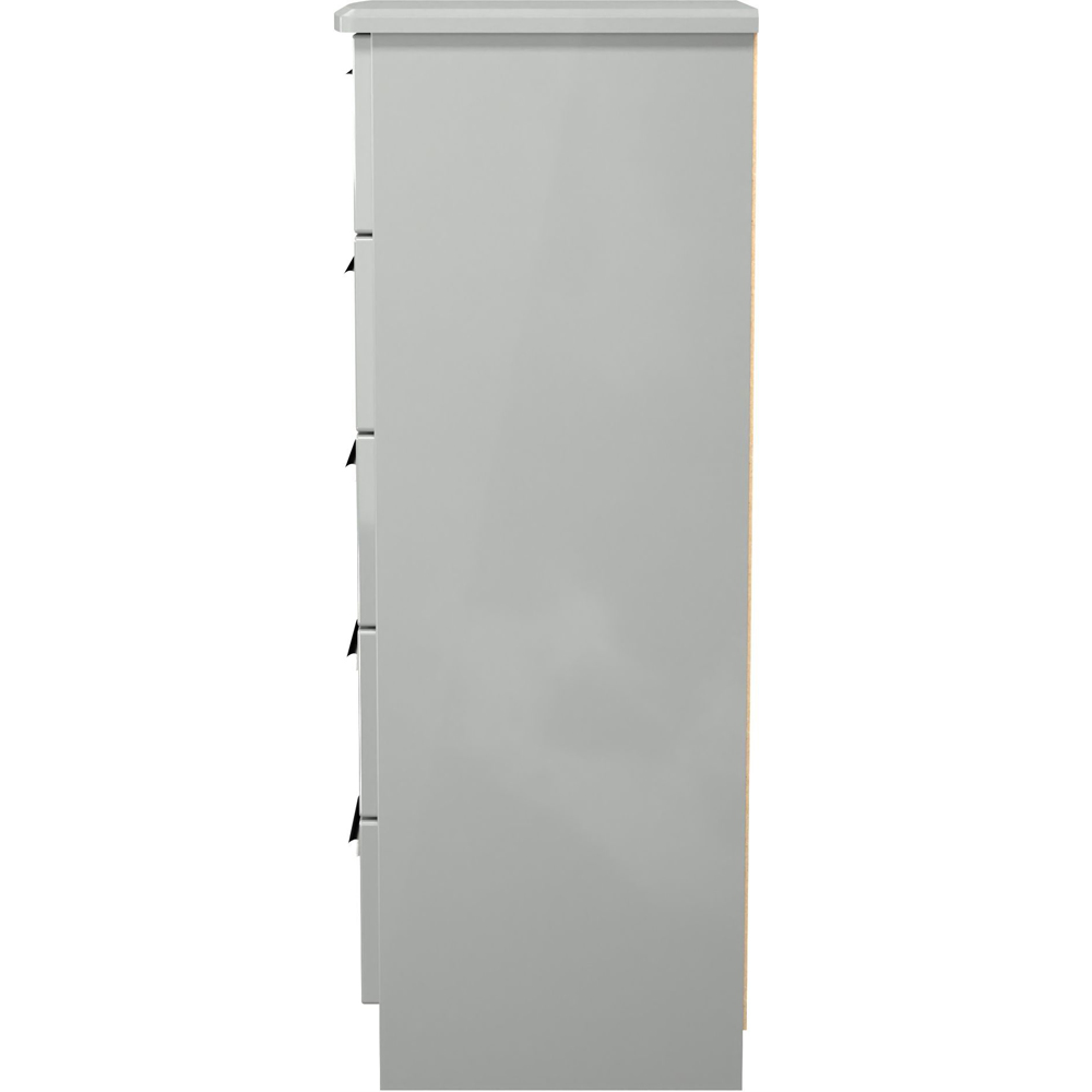 Crowndale Knightsbridge 5 Drawer Grey Gloss and Dusk Grey Tall Bedside Cabinet Ready Assembled Image 4