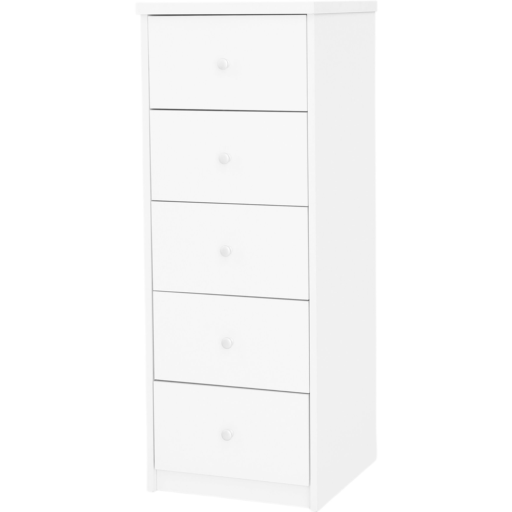 Core Products Erin 5 Drawer White Finish Narrow Chest of Drawers  Image 3