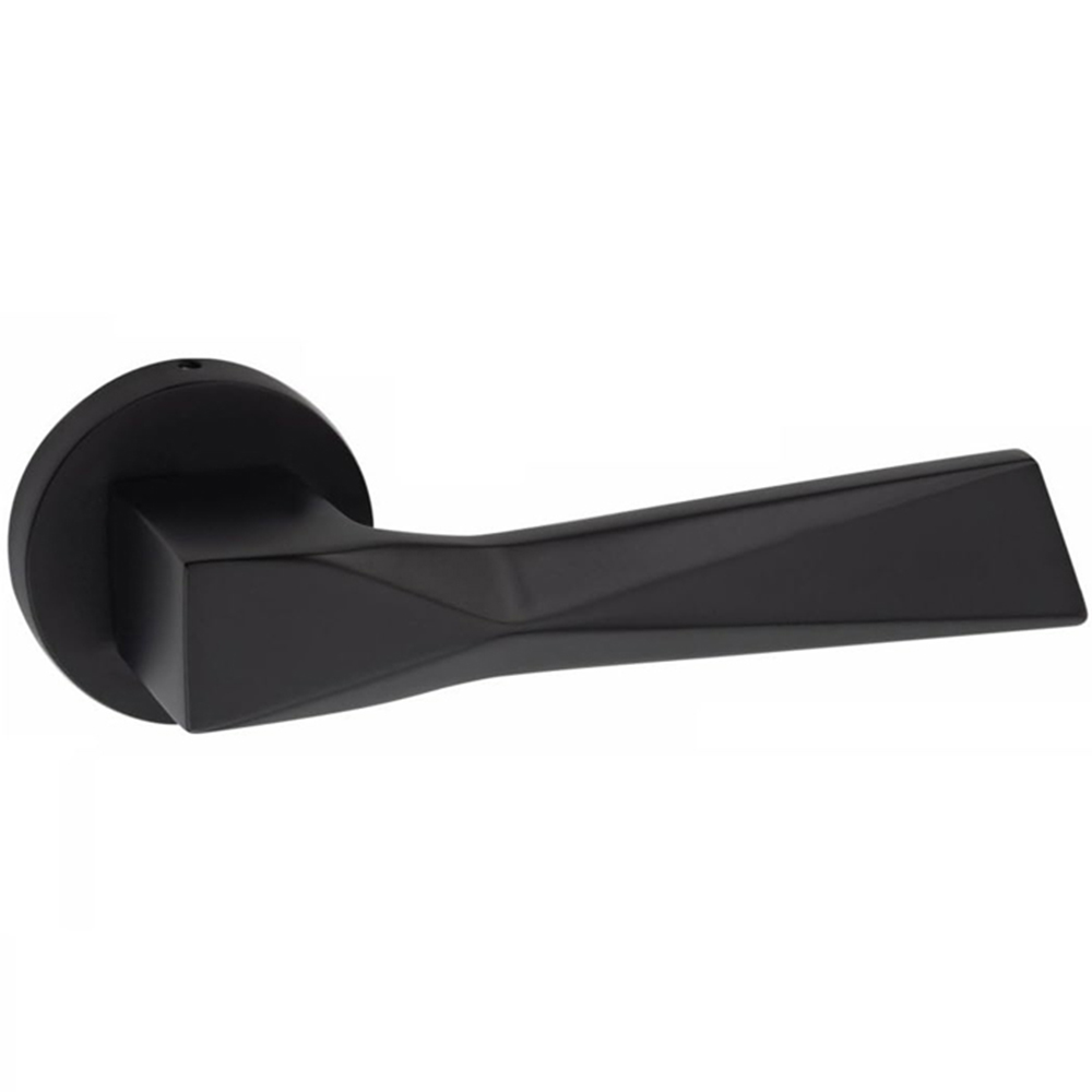 Golden Grace Modern Aura Matt Black Euro Lock Handles Set Image 3
