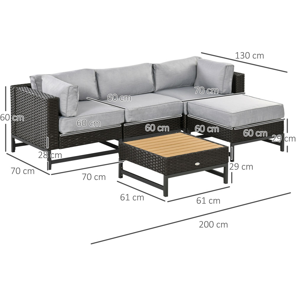 Outsunny 4 Seater Brown Rattan Corner Lounge Set Image 6