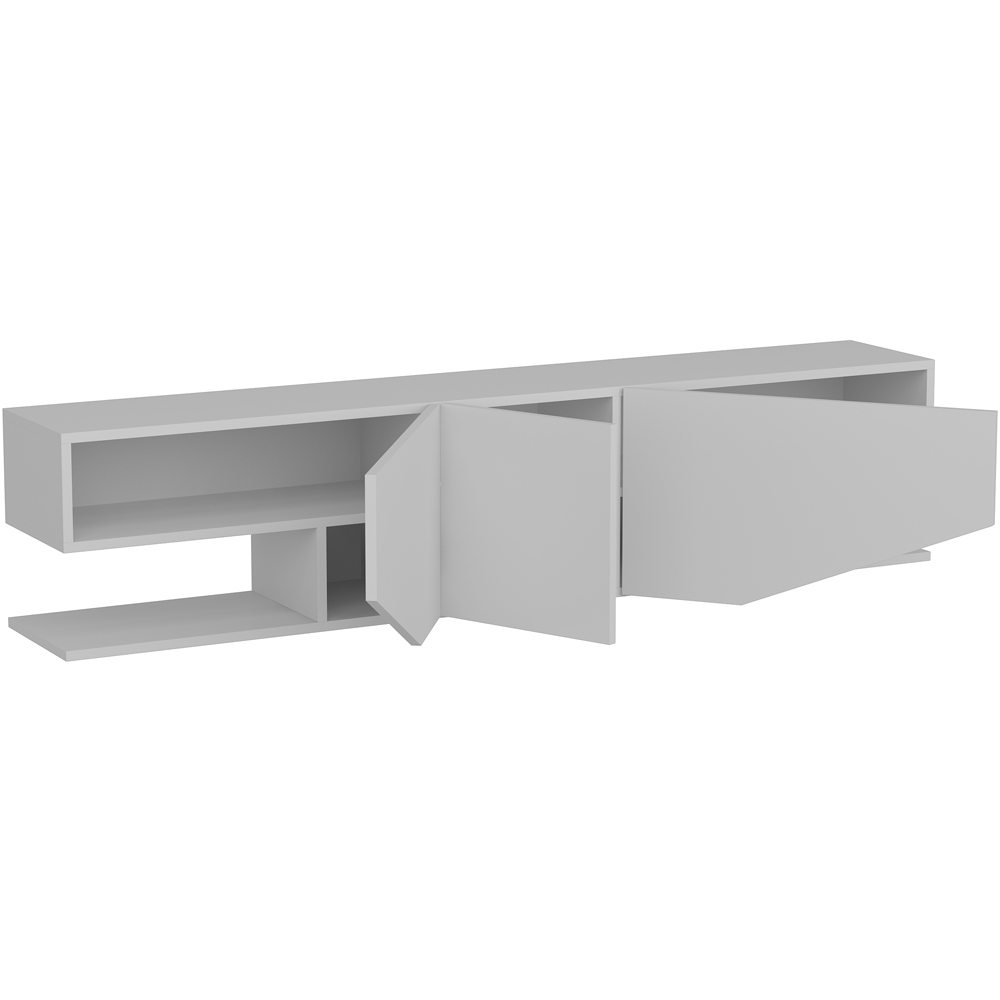 Decorotika Incia 2 Shelf 3 Door White High Gloss Modern TV Unit Image 4