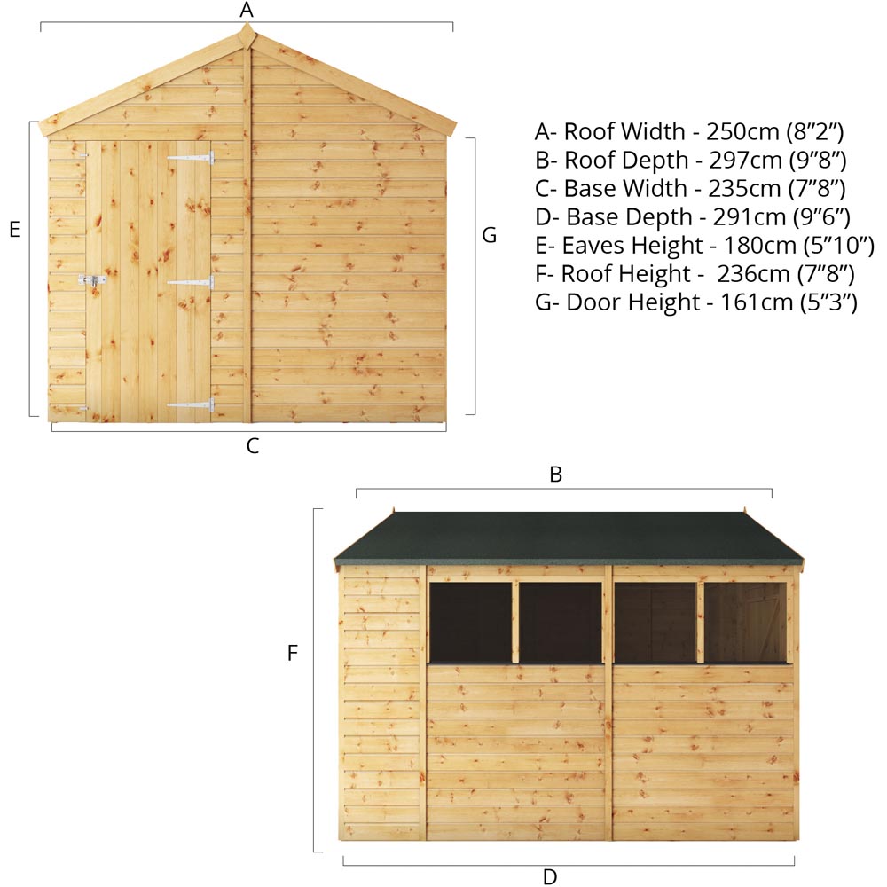 Mercia 10 x 8ft Shiplap Apex Wooden Shed Image 3