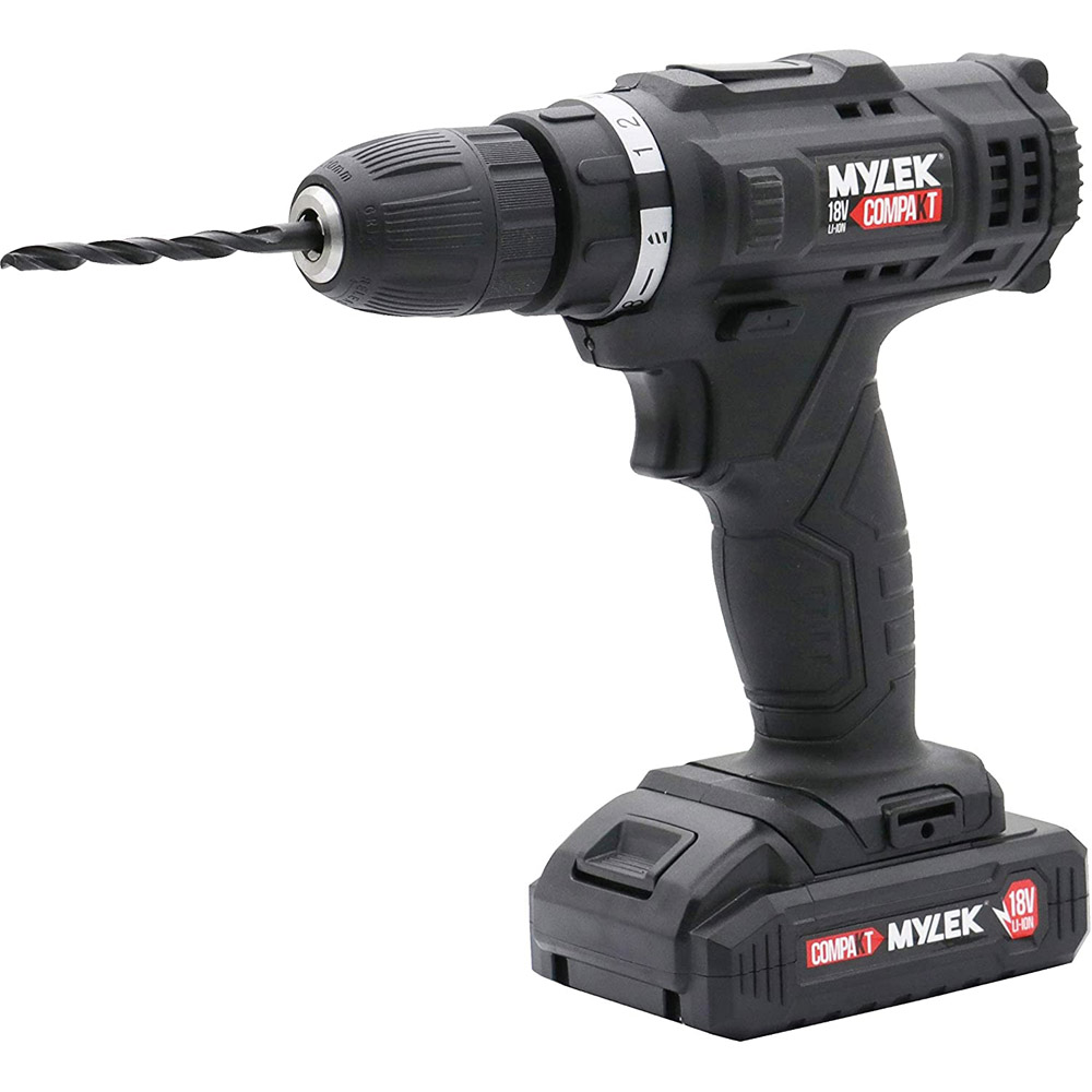 MYLEK 18V 1500mAh Lithium-Ion Drill Drive with Battery and 13 Bits Image 3