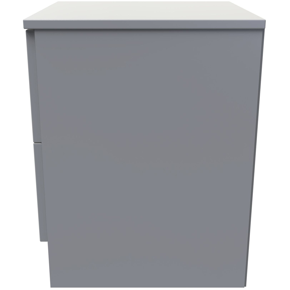 Crowndale Contrast 2 Drawer Dusk Grey Compact Bedside Cabinet Ready Assembled Image 3