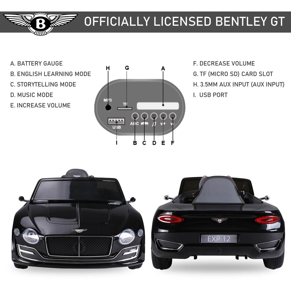 Tommy Toys Bentley Style Kids Ride On Electric Car Black 6V Image 2
