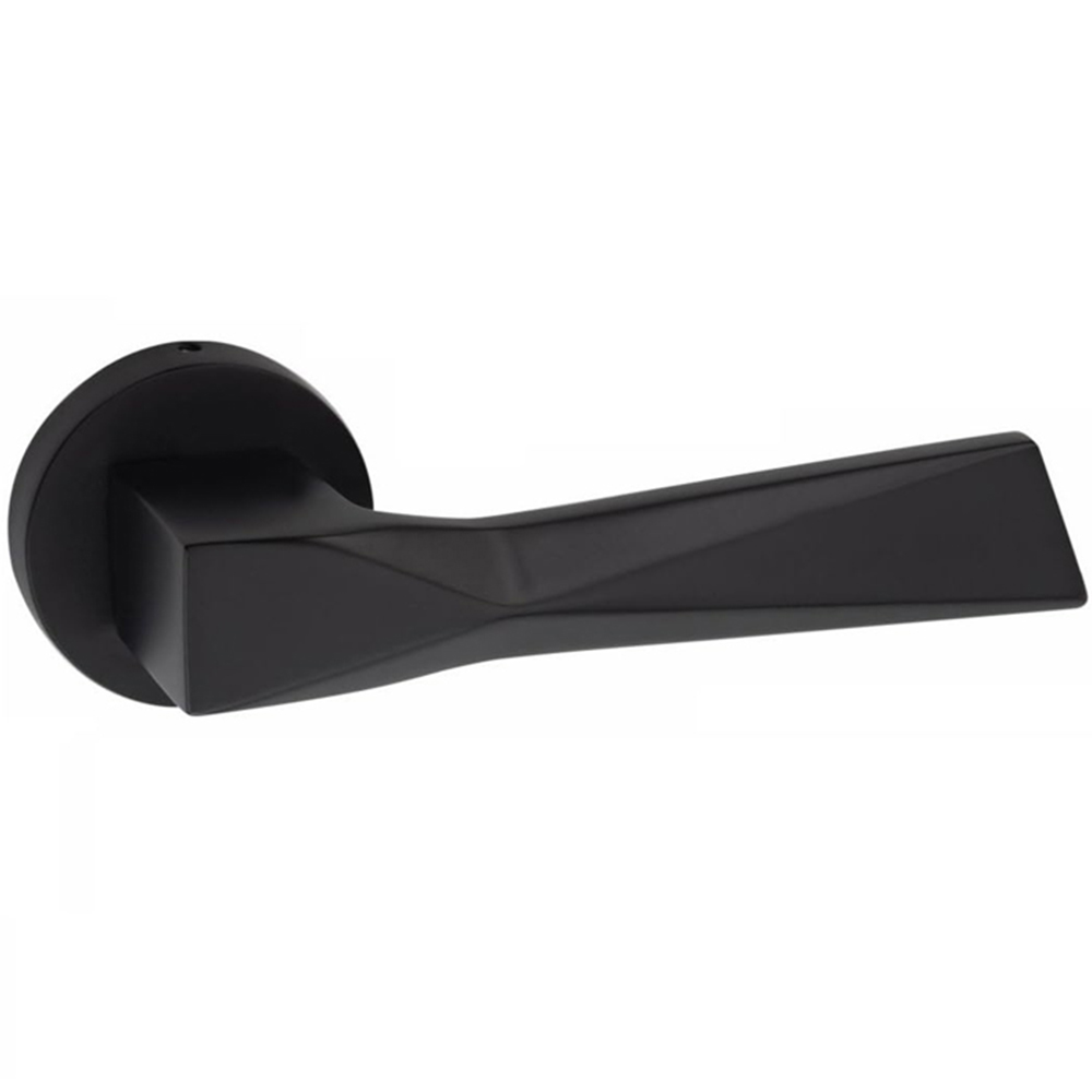 Golden Grace Modern Aura Matt Black Euro Lock Handles Set Image 3
