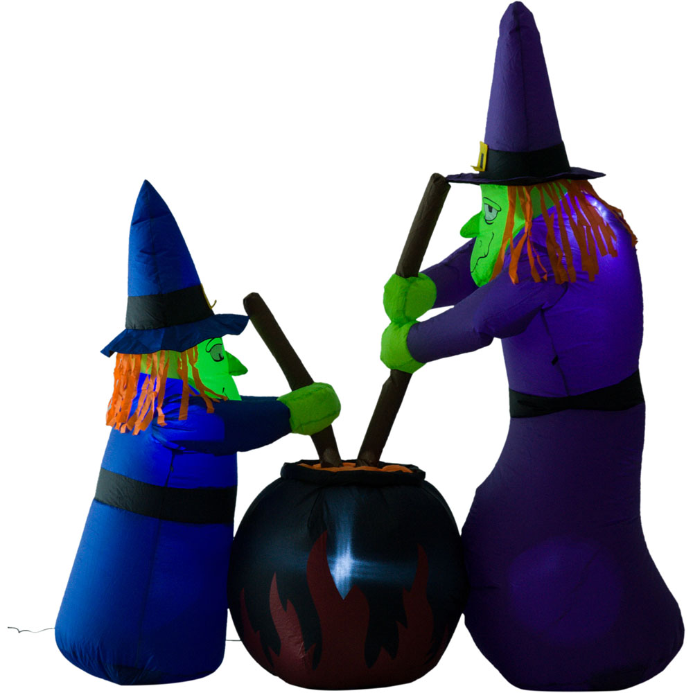 HOMCOM Halloween Inflatable Witches with Cauldron 6ft Image 1