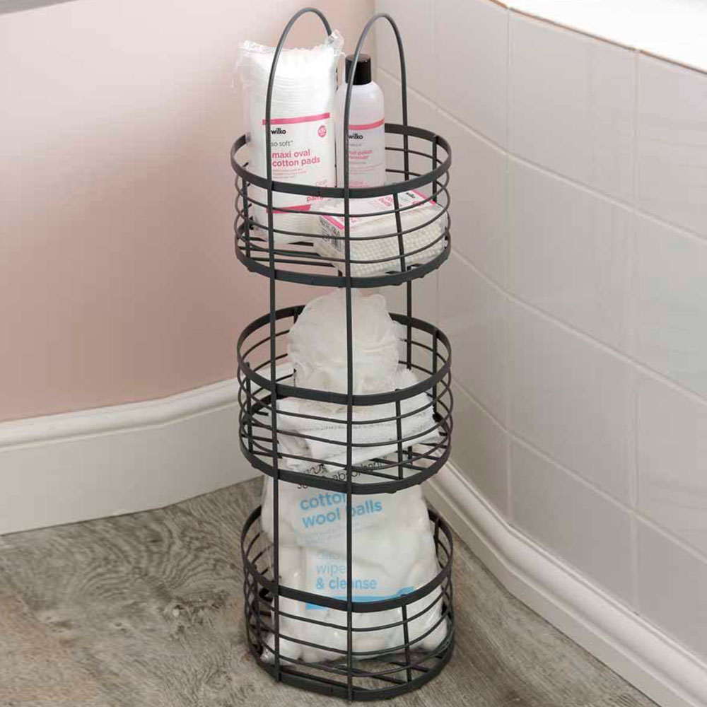 Wilko Grey 3 Tier Storage Basket Wilko