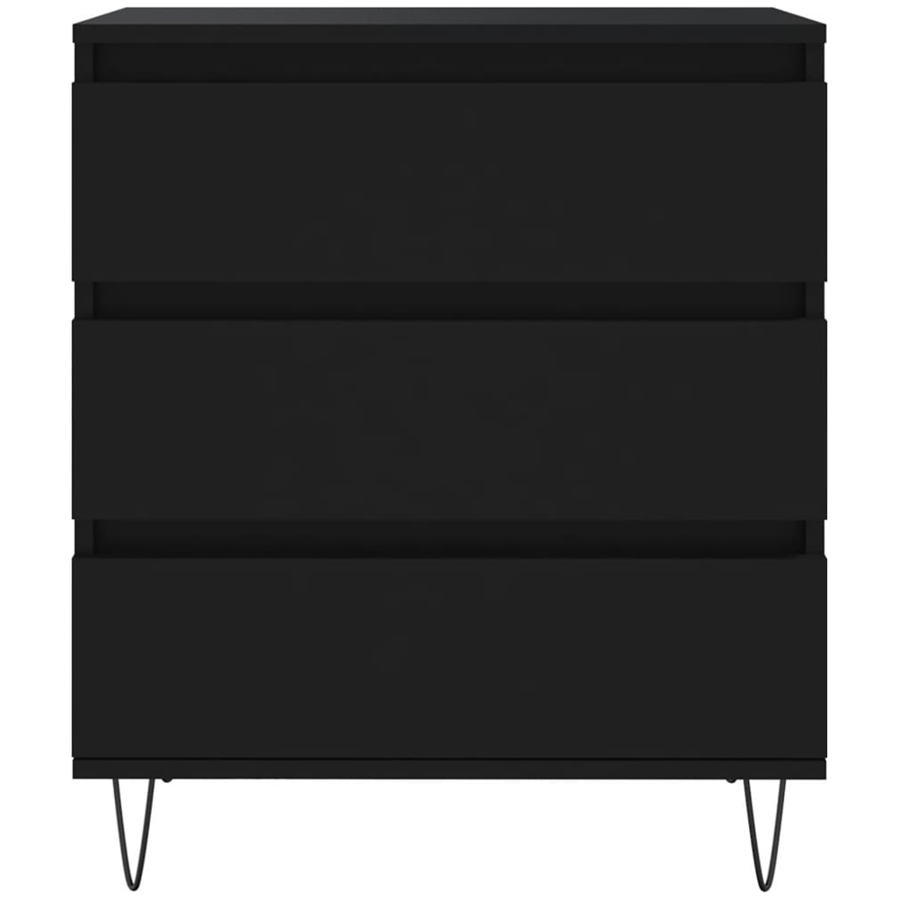 vidaXL 3 Drawer Black Wooden Sideboard with Metal Legs Image 5