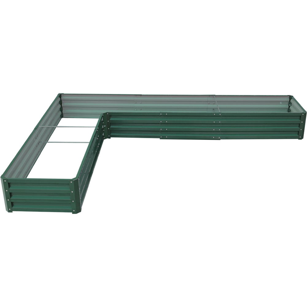 Living and Home Dark Green L Shaped Galvanised Steel Raised Garden Bed Image 1
