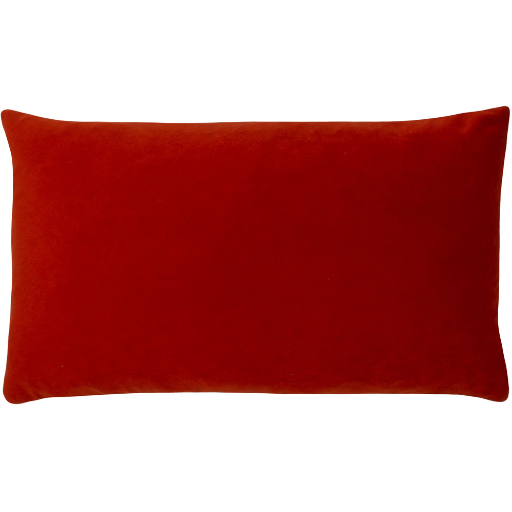 Paoletti Sunningdale Flame Rectangular Velvet Cushion Image 1