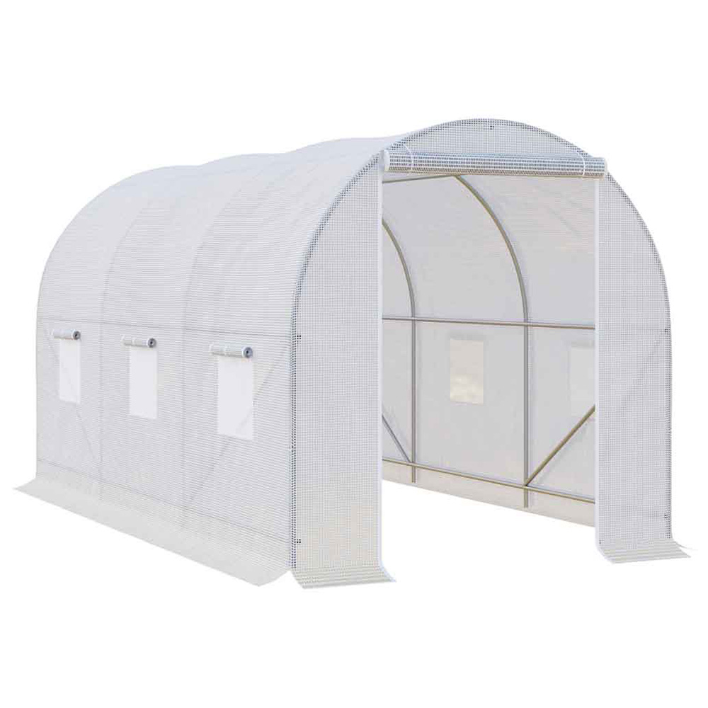 Outsunny Steel Large 11.5 x 6.6 x 6.6ft Garden Polytunnel Greenhouse Image 1