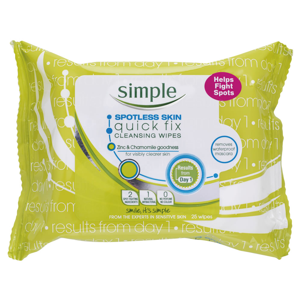 Simple Spotless Skin Cleansing Wipes 25 pack Image