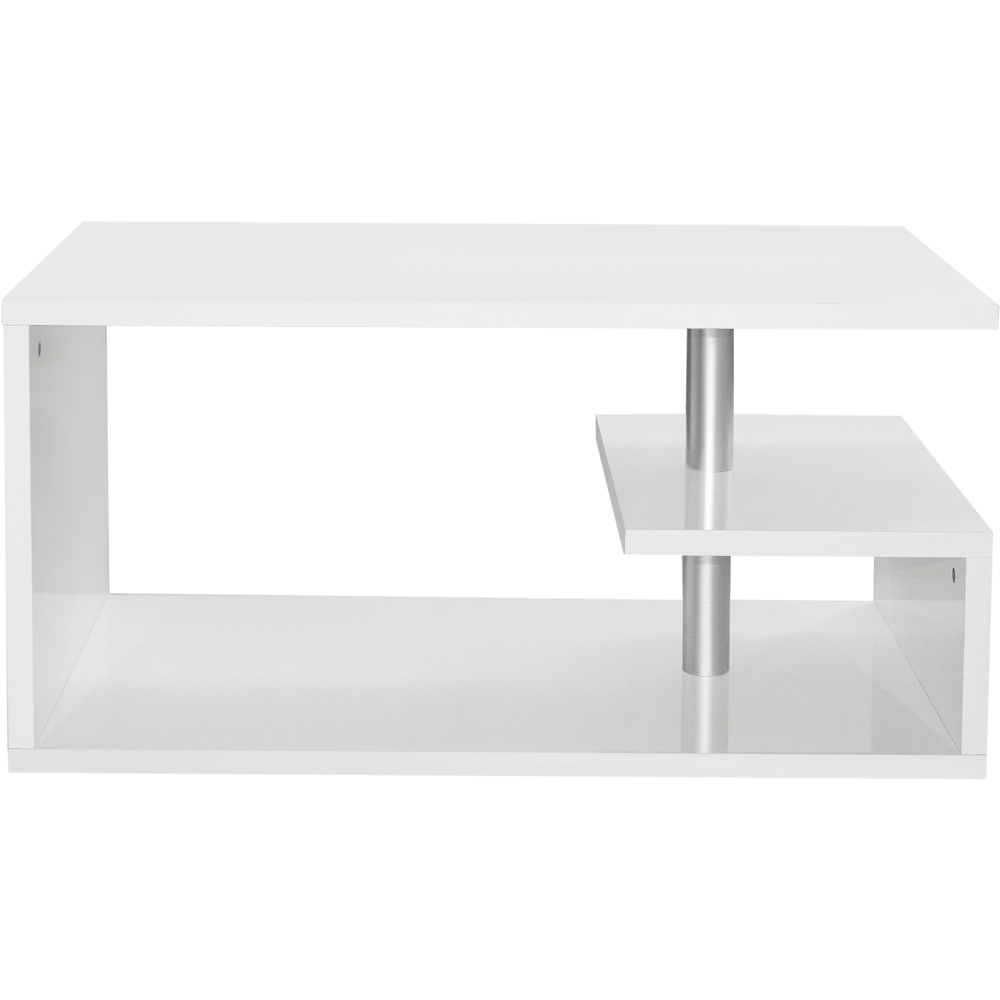 Comfy Living White High Gloss Abstract LED Coffee Table Image 3