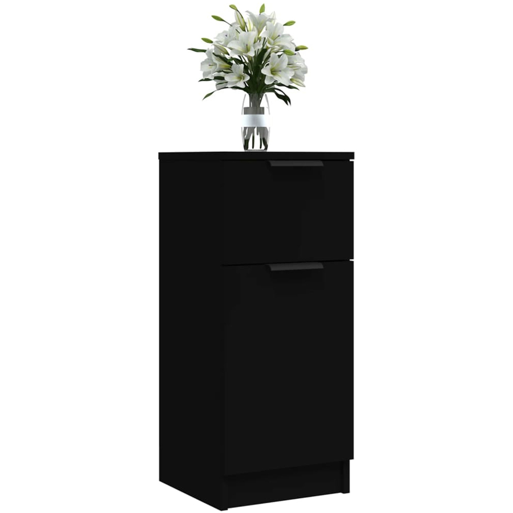 vidaXL Single Door Single Drawer Black Wooden Sideboard Image 4