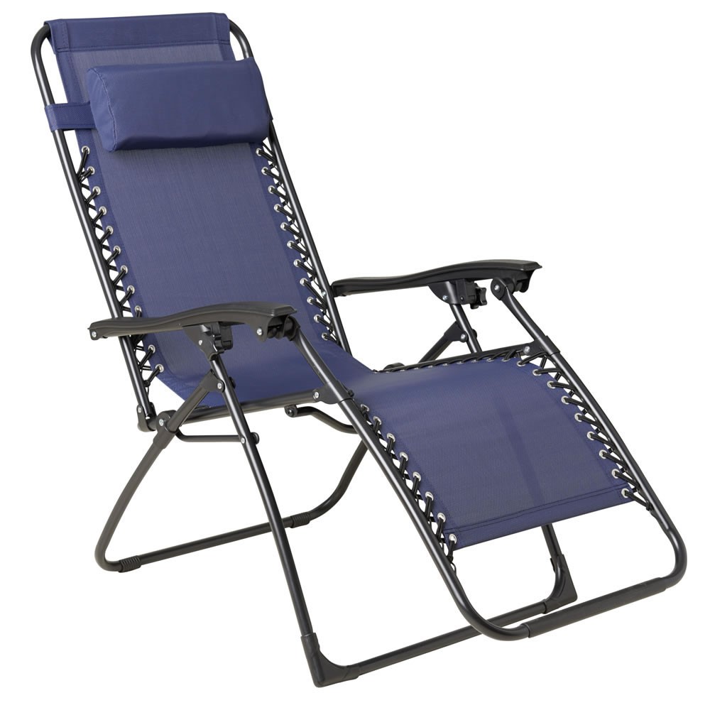 Wilko Woven Garden Recliner Chair Blue Image 1