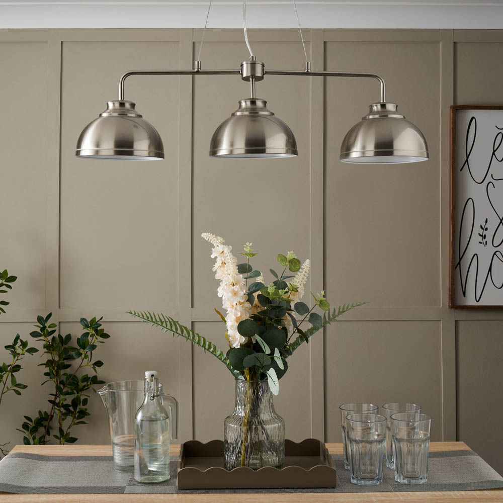 Inlight Brooke 3 Light Dome Diner Chrome Pendant Light Image 2