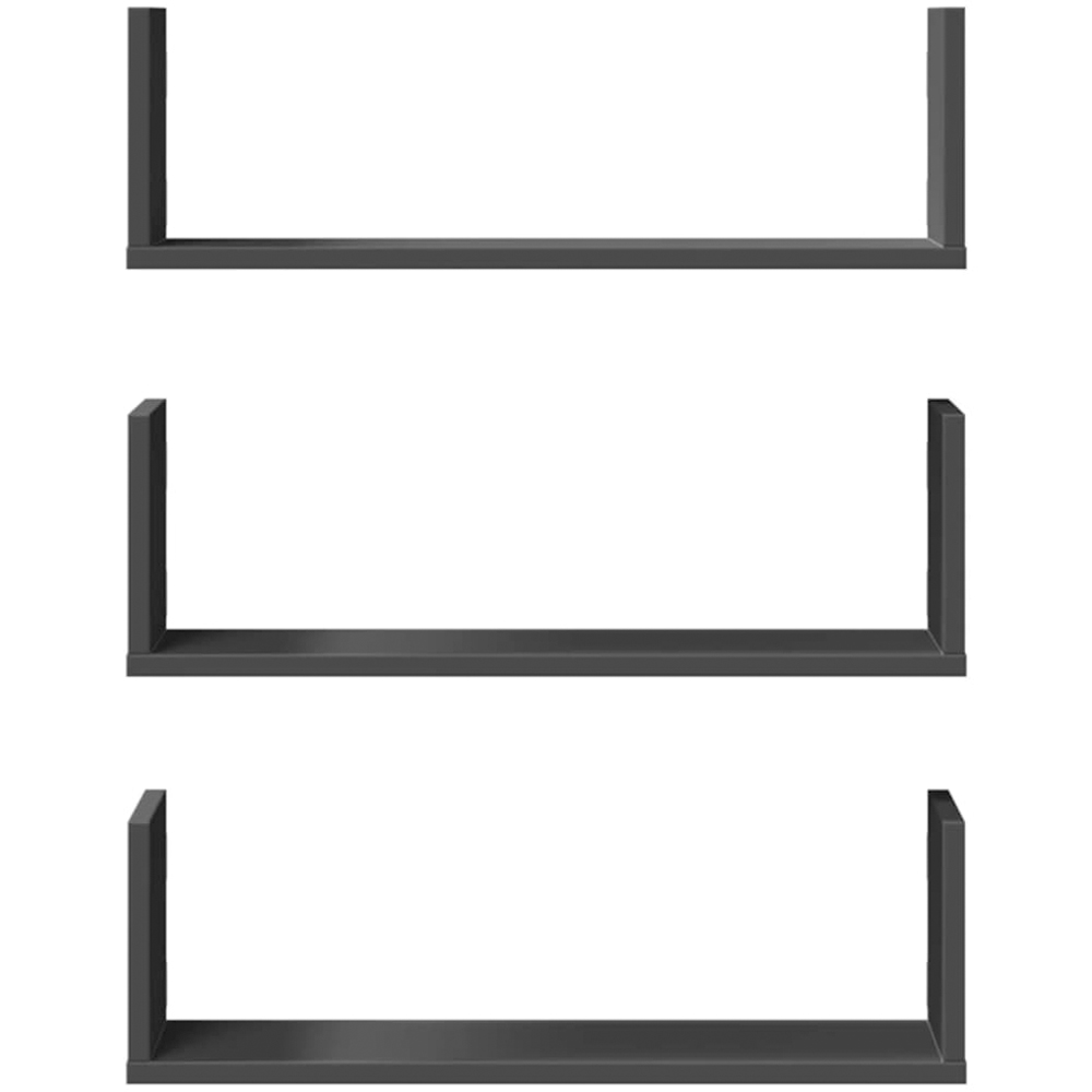 vidaXL 58cm Set of 3 Black Floating Wall Shelf Image 3