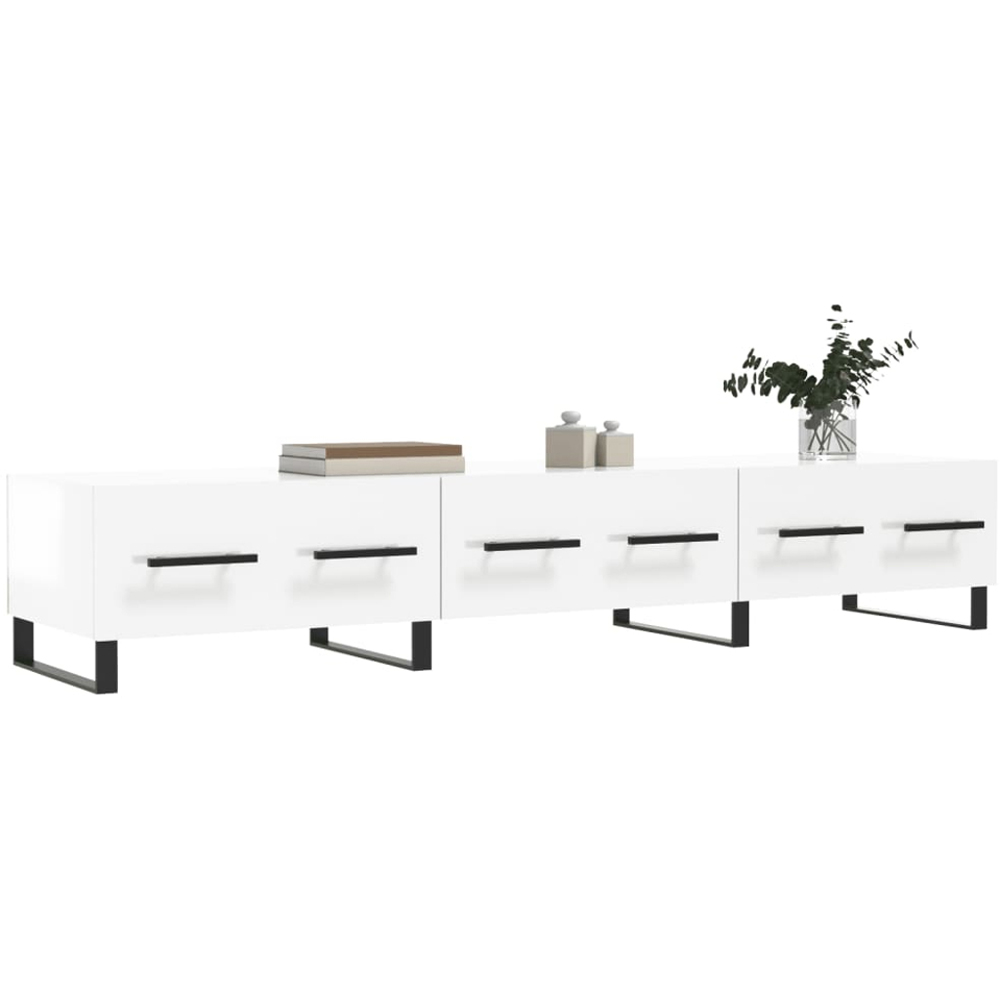 vidaXL 3 Drawer High Gloss White TV Cabinet Image 3