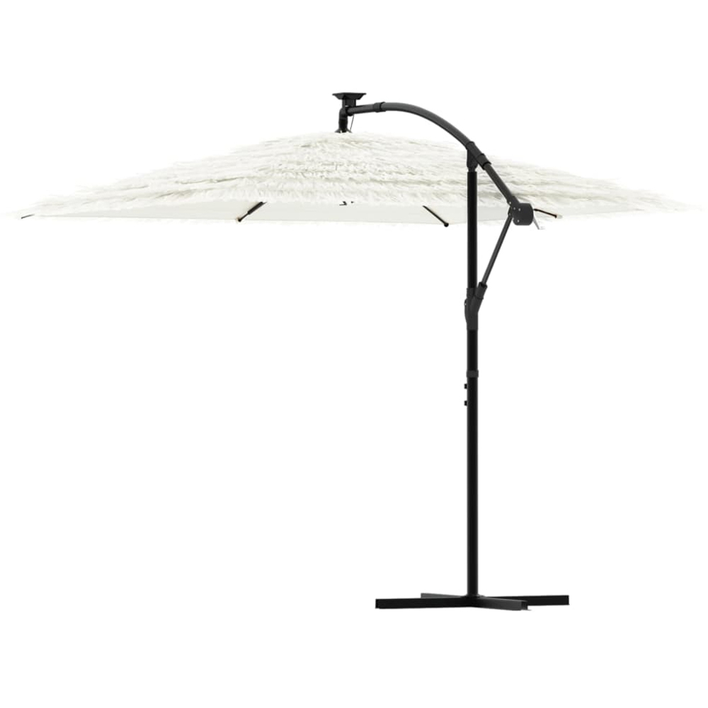 vidaXL White Straw Top Cantilever Parasol with Steel Pole 2.6m Image 4