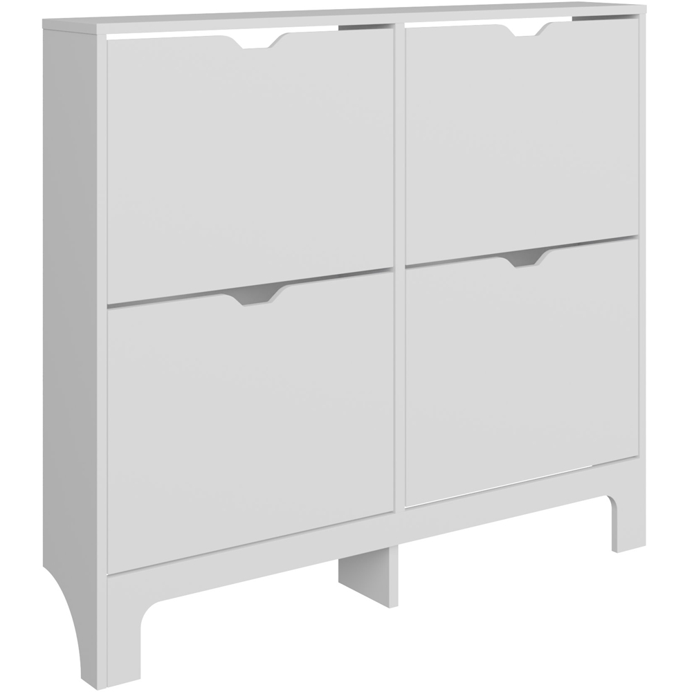 GFW White Narrow 4 Drawer Shoe Cabinet Image 2