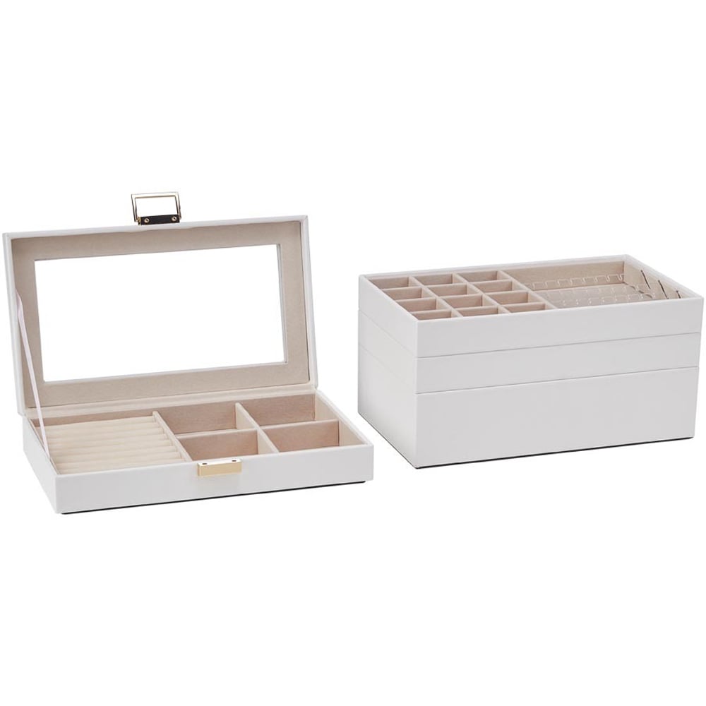 H&O Direct 4 Tier White Jewellery Storage Box with Transparent Lid Image 3