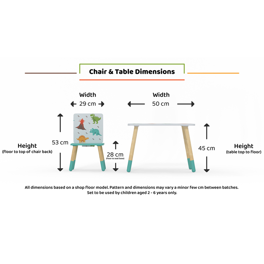Kudl Kids 2 Seater Dino Pattern Table and Chair Set Image 4