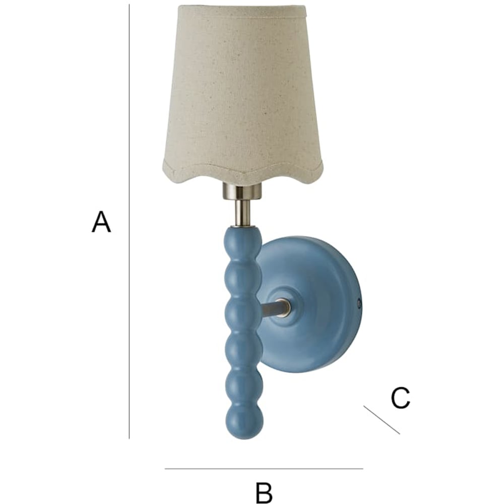 ValueLights Scallop Shade Powder Blue Bobbin LED Wall Light with Bulb 2 Pack Image 7