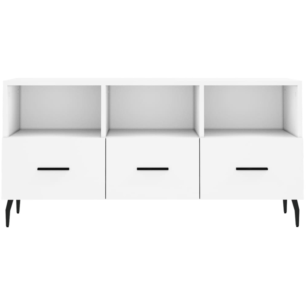 vidaXL 3 Drawer 3 Shelf White TV Cabinet Image 5