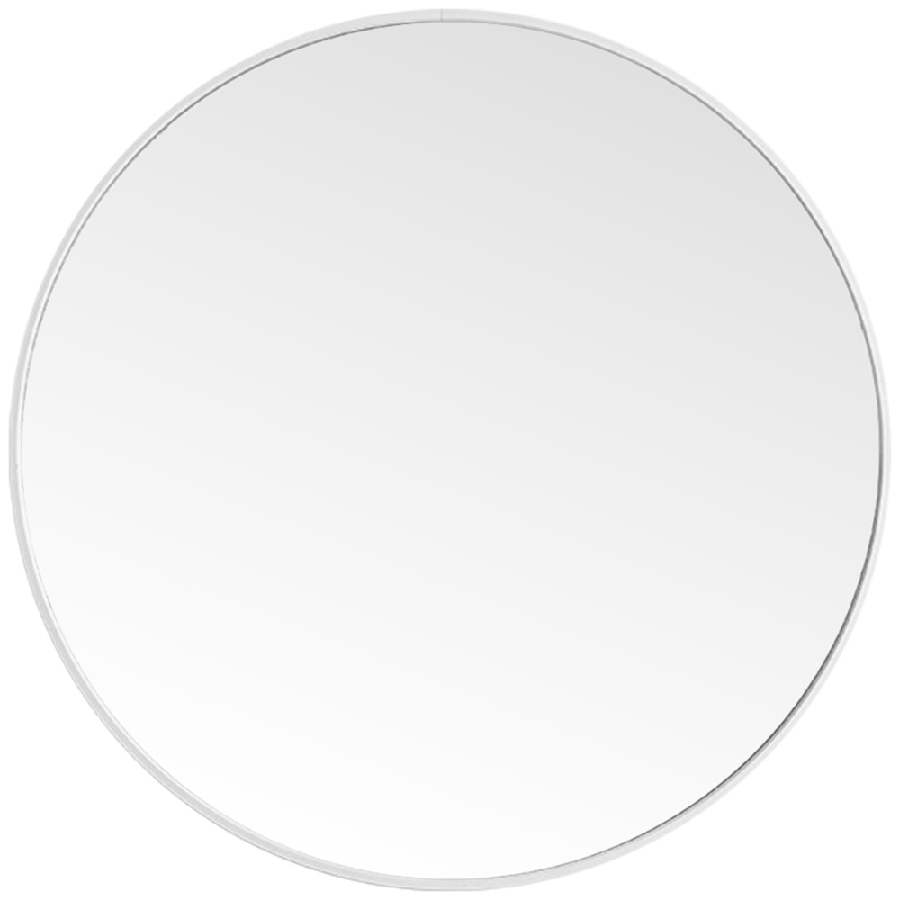 Living and Home White Frame Nordic Wall Mounted Bathroom Mirror 40cm Image 1
