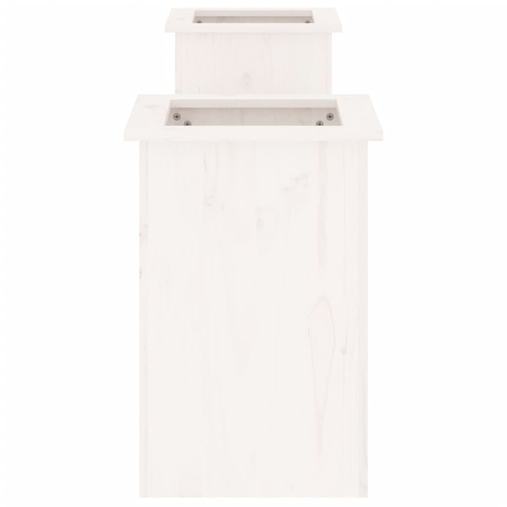vidaXL 2-in-1 White Solid Pine Wood Planter Box with 2 Seater Bench Image 5