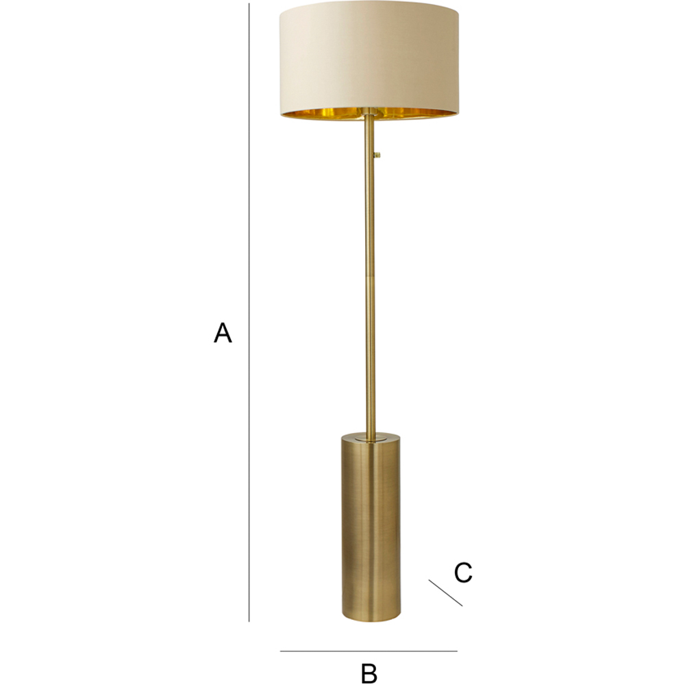 ValueLights Lexy Reni Beige Shade Antique Brass LED Floor Lamp Image 8