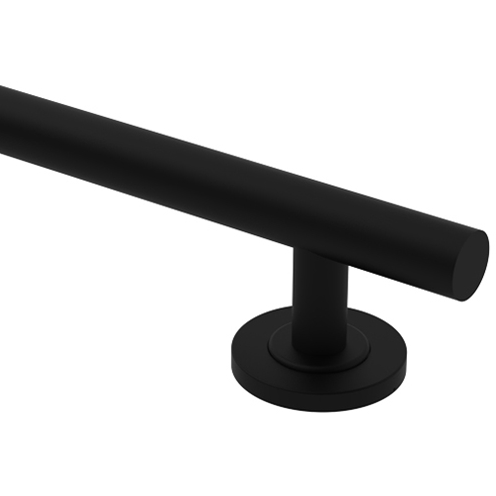 Fitzroy of London Luxury RAL 9005 Matt Black Stainless Steel Straight Concealed Fixing Grab Rail 600mm Image 2