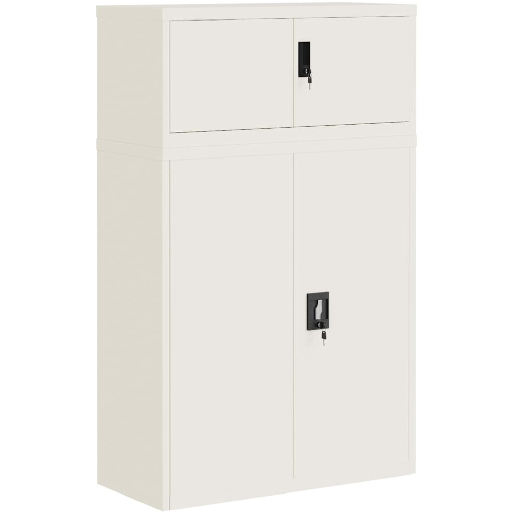 vidaXL 2 Door White Steel Filing Cabinet Set of 2 Image 2