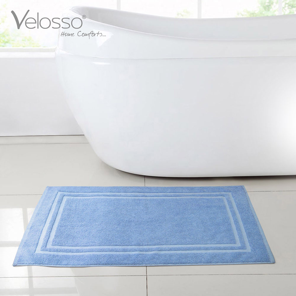 Velosso Blue Cotton Hotel Bath Mat Image 2