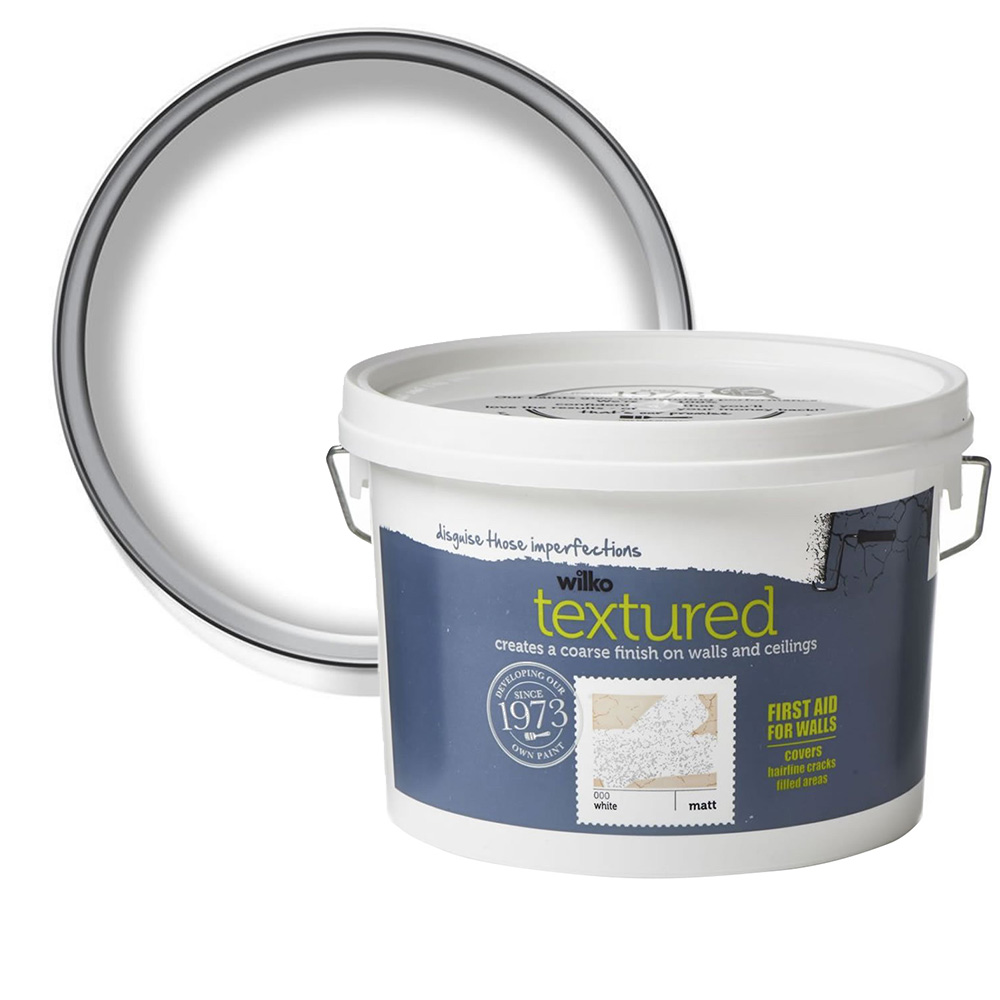 Wilko Textured Walls & Ceilings White Emulsion Paint 2.5L Image 1