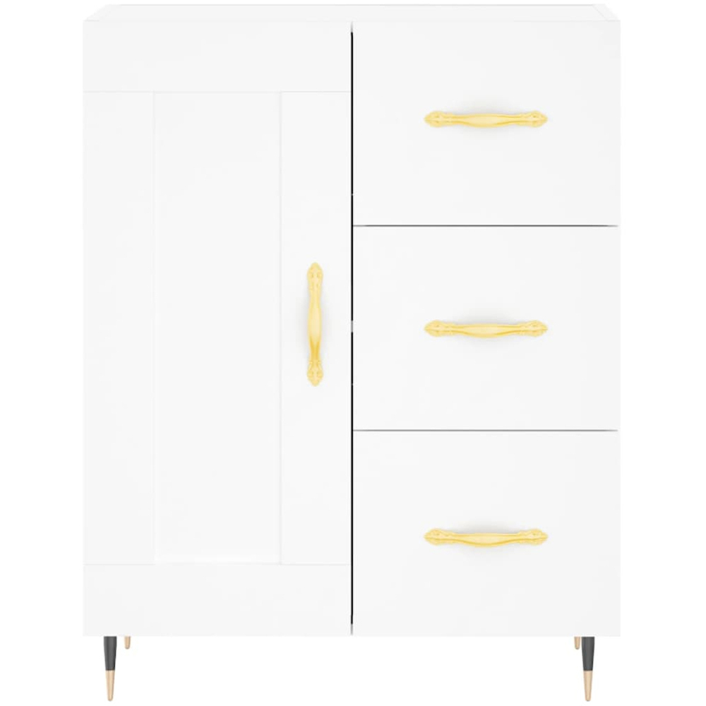 vidaXL Single Door 3 Drawer White Sideboard Image 5