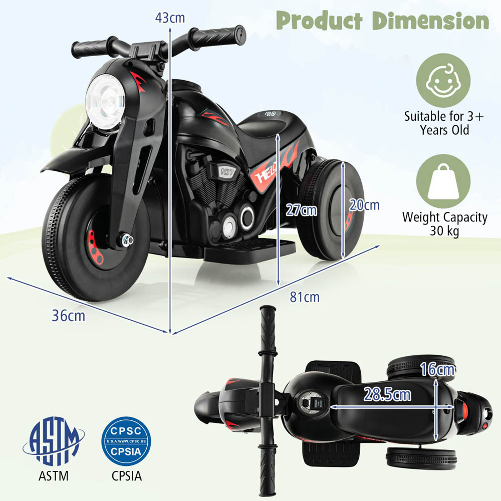 Costway Kids Black Electric Ride On Motorcycle with Bubble Maker 6V Image 7