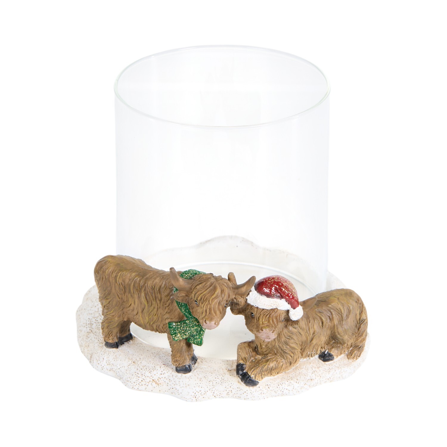 Festive Highland Cow Candle Holder Brown Image 2