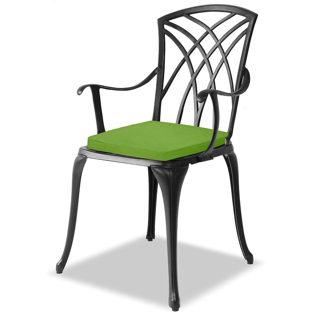 Centurion Oshowa 2 Seater Black and Green Cast Aluminium Garden Bistro Set with Cushions Image 3